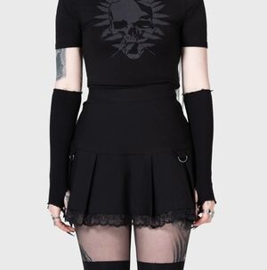 Killstar Black Mini Skirt with Lace Trim